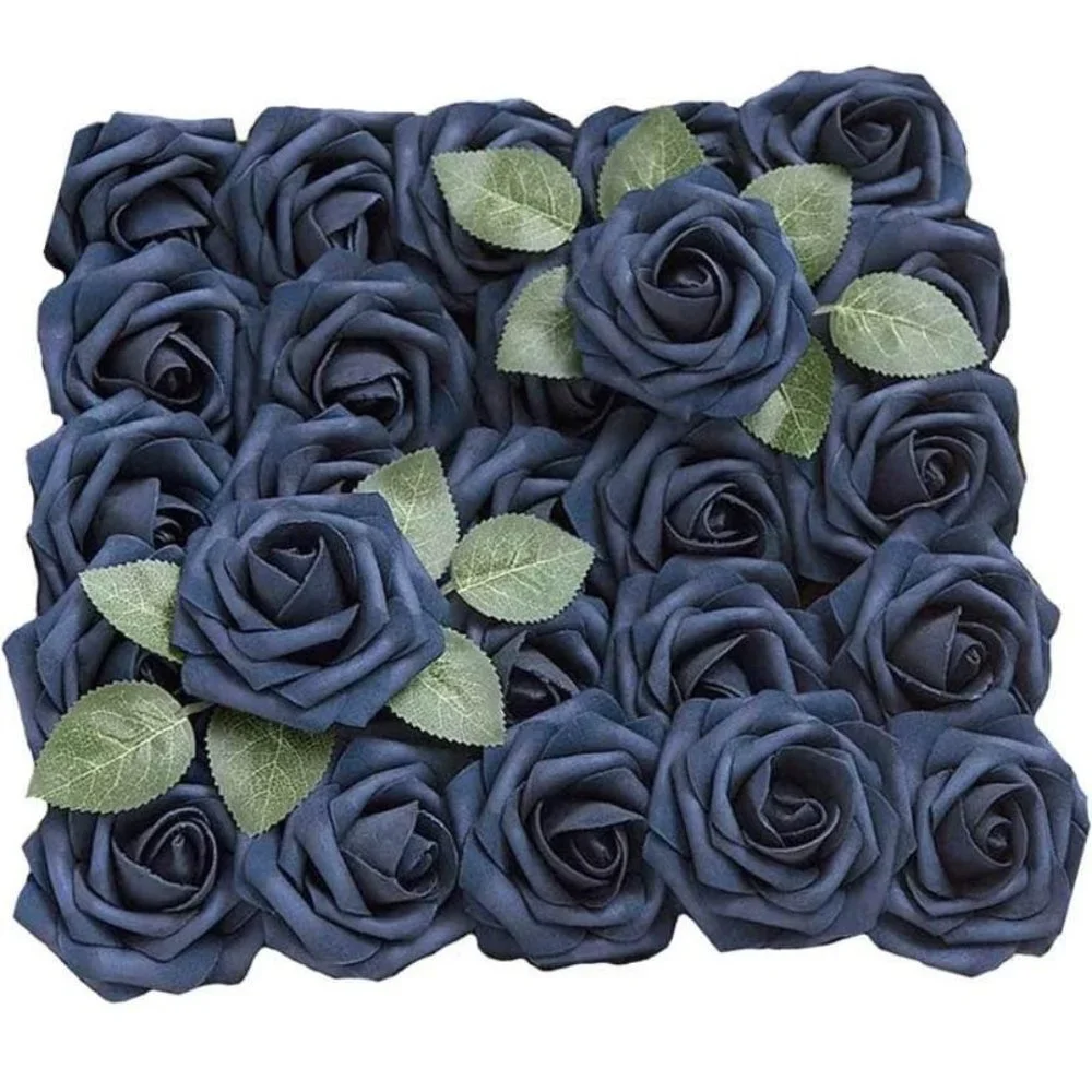 25 Count Navy Blue Roses for Wedding Flowers Bouquet Centerpiece Floral Decor